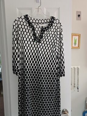 Chico's Black and White Midi Dress-Chico's "0" SMALL